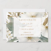 Invitation Foliage Floral Aquarelle Mariage Enregistrer la da (Devant)