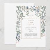 Invitation Foliage floral Fête de la vie (Devant / Derrière)