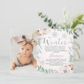Invitation Foliage Floral Hiver Un derland Ier Anniversaire (Debout devant)