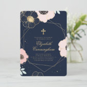 Invitation Foliage floral incorporé Funérailles géométriques  (Debout devant)