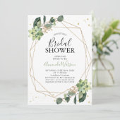 Invitation Foliage Géométrique Avec Fête des mariées Succulen (Debout devant)