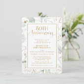 Invitation Foliage Gold Script 50e anniversaire de Mariage (Debout devant)