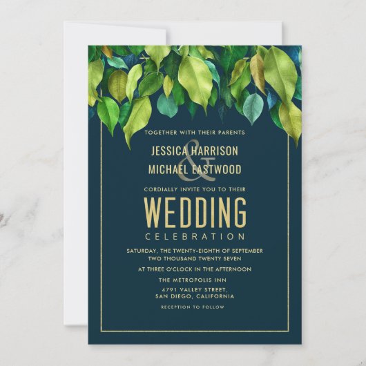 Invitation Foliage Jardin Automne Feuilles Verdure Mariage mo (Devant)