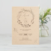 Invitation Foliage Mariage de papier rustique (Debout devant)