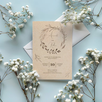 Invitation Foliage Mariage de papier rustique