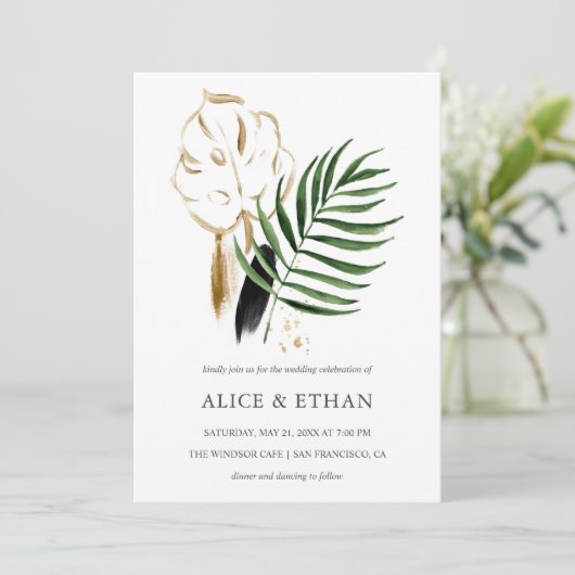 Invitation Foliage Mariage de verdure tropicale (Debout devant)