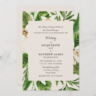 Invitation Foliage moderne Parents Crème Mariage Matte