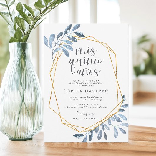 Invitation Foliage naturel | Aquarelle Quinceanera