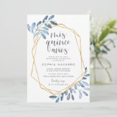Invitation Foliage naturel | Aquarelle Quinceanera (Debout devant)