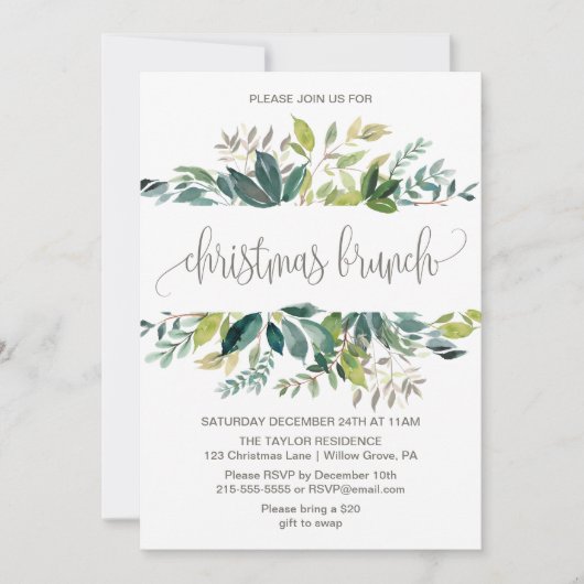 Invitation Foliage Noël Brunch (Devant)