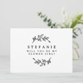 Invitation Foliage Noir Wreath Serez-Vous Ma Fille Fleur (Debout devant)