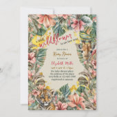 Invitation Foliage rustique Petit Fleur sauvage Baby Girl Dou (Devant)