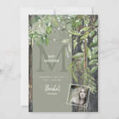 Invitation Foliage Rustique Photo Sage Lumières Fête des mari (Devant)