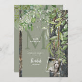 Invitation Foliage Rustique Photo Sage Lumières Fête des mari (Devant / Derrière)