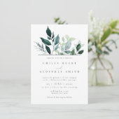 Invitation Foliage simple Feuille Jardin Mariage bois (Debout devant)