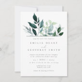 Invitation Foliage simple Feuille Jardin Mariage bois (Devant)