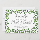 Invitation Foliage simple | Serez-Vous Ma Fille D'Honneur ? (Devant)