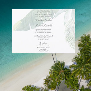 Invitation Foliage Tropical 2 Lieu Horizontal Mariage