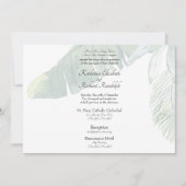 Invitation Foliage tropical 2 Lieu Mariage horizontal (Devant)