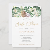 Invitation Foliage tropical Baby shower sophistiqué (Devant)