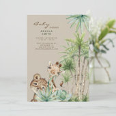 Invitation Foliage tropical Bébé Animaux II Baby shower (Debout devant)