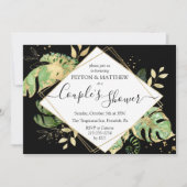 Invitation Foliage Tropical Black & Gold Couple's Shower (Devant)