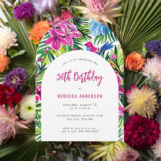 Invitation Foliage tropical Hawaii Luau 30e anniversaire