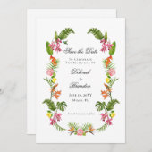 Invitation Foliage Tropical Non Photo Enregistrer La Date (Devant / Derrière)