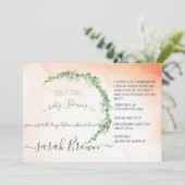 INVITATION FOLIAGE VERT & ARGENT LONG DISTANCE BABY SHOWER (Debout devant)