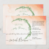 INVITATION FOLIAGE VERT & ARGENT LONG DISTANCE BABY SHOWER (Devant / Derrière)