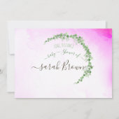 INVITATION FOLIAGE VERT & ROSE BABY SHOWER LONG DISTANCE (Dos)