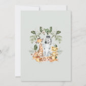Invitation Foliage vert Safari Wild Un Baby shower (Dos)