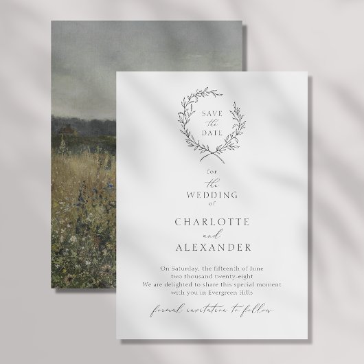 Invitation Foliage vintage Wreath, Beaux-Arts enregistrer la