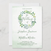 Invitation Foliage Wreath Aquarelle Verdure Mariage (Devant)