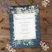 Invitation Folift Blue Rustic String éclaire la fête du thé n