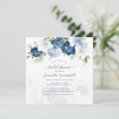 Invitation Folio à script floral Fête des mariées bleue Dusty (Debout devant)