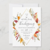 Invitation Folio Watercolor du Thanksgiving Cocktail Party (Devant)