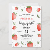 Invitation Foliole de fraises rouges Berry Premier anniversai (Devant)