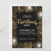 Invitation Foliole Noir Et Or Joyeux Noël Fête (Devant)