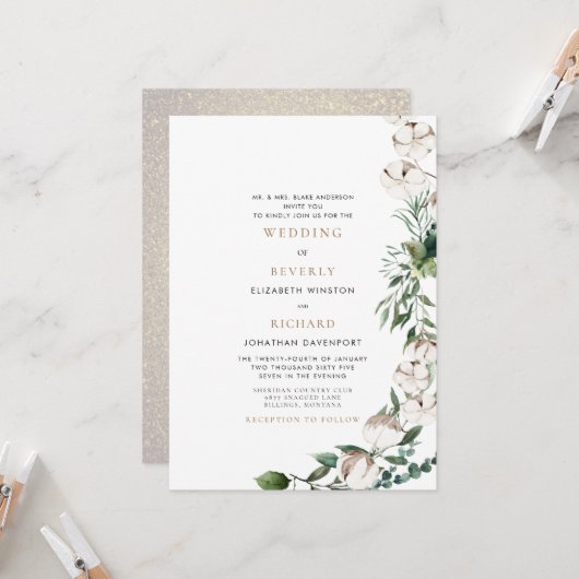 Invitation Folithe & Cotton Bride Parents Glam Mariage (Devant/Arrière en situation)