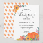 Invitation Folithe d'automne Citrouille de tournesol Thanksgi (Devant / Derrière)