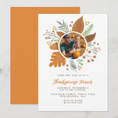 Invitation Folithe d'automne Wreath Thanksgiving Dîner Photo (Devant / Derrière)
