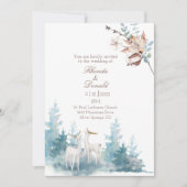 Invitation Folithe d'hiver et Mariage d'aquarelle de cerf (Devant)