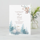 Invitation Folithe d'hiver et Mariage d'aquarelle de cerf (Debout devant)