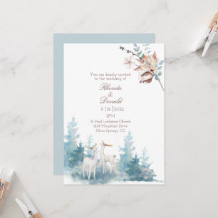 Invitation Folithe d'hiver et Mariage d'aquarelle de cerf