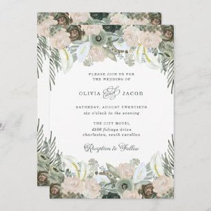 Invitation Folithe et flore  Sage Green Mariage