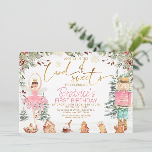 Invitation Foliver Casse-noix Sucre Plum Fée Anniversaire (Debout devant)