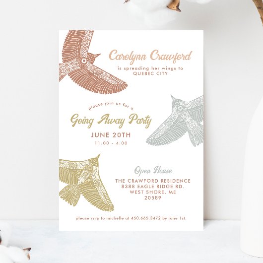 Invitation Folk Art Birds Open House Partir Fête