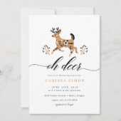 Invitation Folk Woodland Oh Deer Baby shower rustique (Devant)