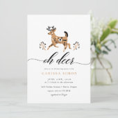 Invitation Folk Woodland Oh Deer Baby shower rustique (Debout devant)